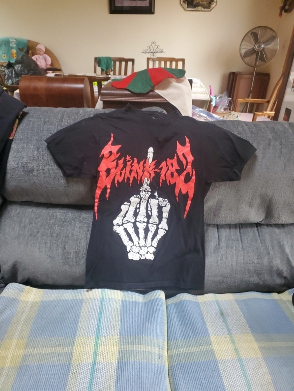 Blink 182 Band  Skeletal Middle Finger T Shirt Size Small